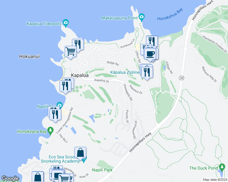 map of restaurants, bars, coffee shops, grocery stores, and more near 338 Cook Pine Drive in Lahaina