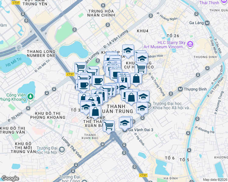 map of restaurants, bars, coffee shops, grocery stores, and more near 143 Nguyễn Tuân in Thanh Xuân