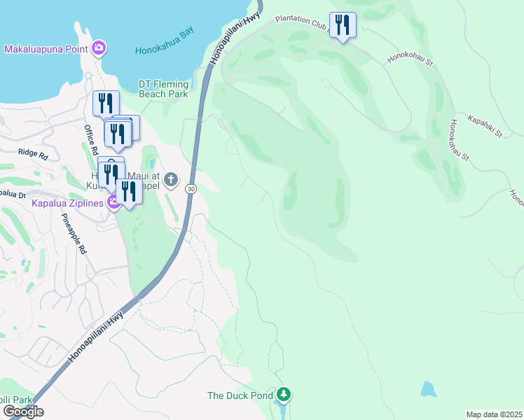 map of restaurants, bars, coffee shops, grocery stores, and more near 310 Mahana Ridge Street in Lahaina