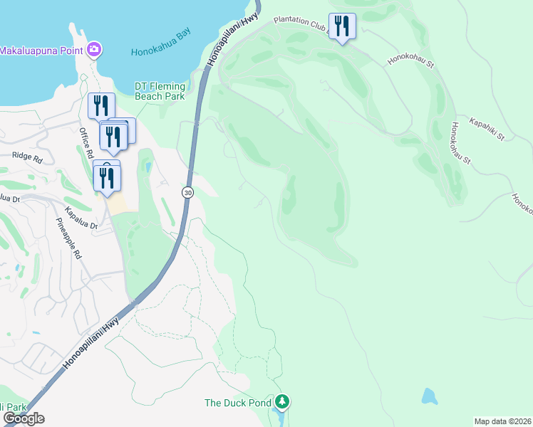 map of restaurants, bars, coffee shops, grocery stores, and more near Unnamed Road in Lahaina