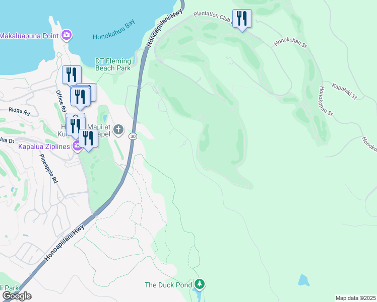 map of restaurants, bars, coffee shops, grocery stores, and more near 300 Mahana Ridge Street in Lahaina