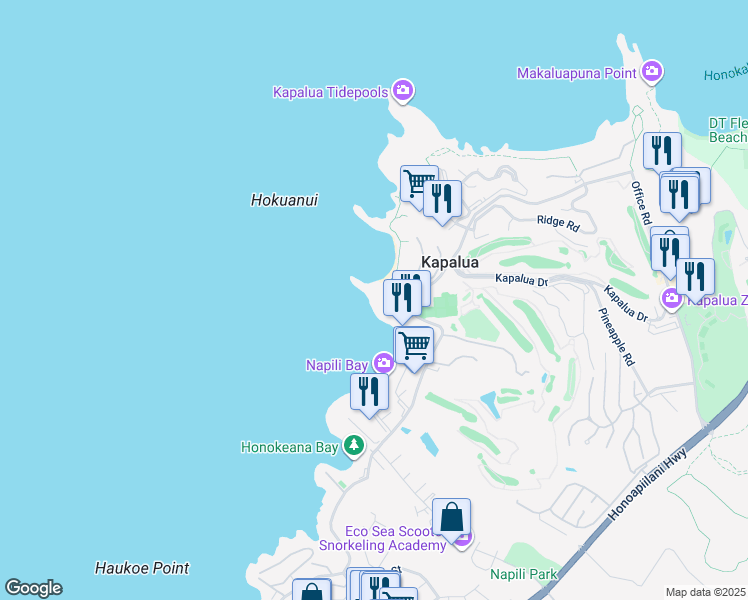 map of restaurants, bars, coffee shops, grocery stores, and more near 49 Kapalua Place in Lahaina