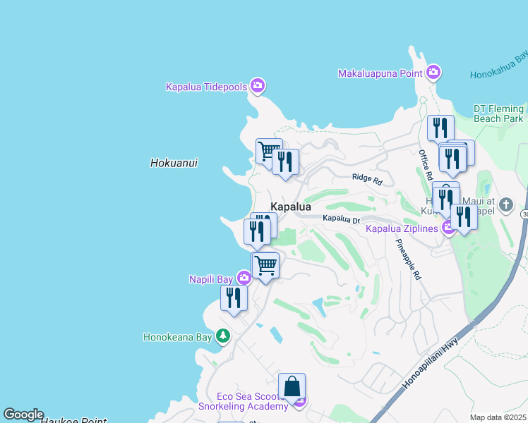 map of restaurants, bars, coffee shops, grocery stores, and more near 26 Coconut Grove Lane in Lahaina
