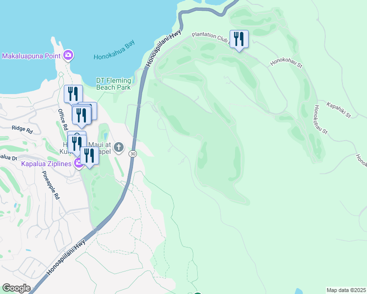 map of restaurants, bars, coffee shops, grocery stores, and more near 'Uki'uki Loop in Kapalua