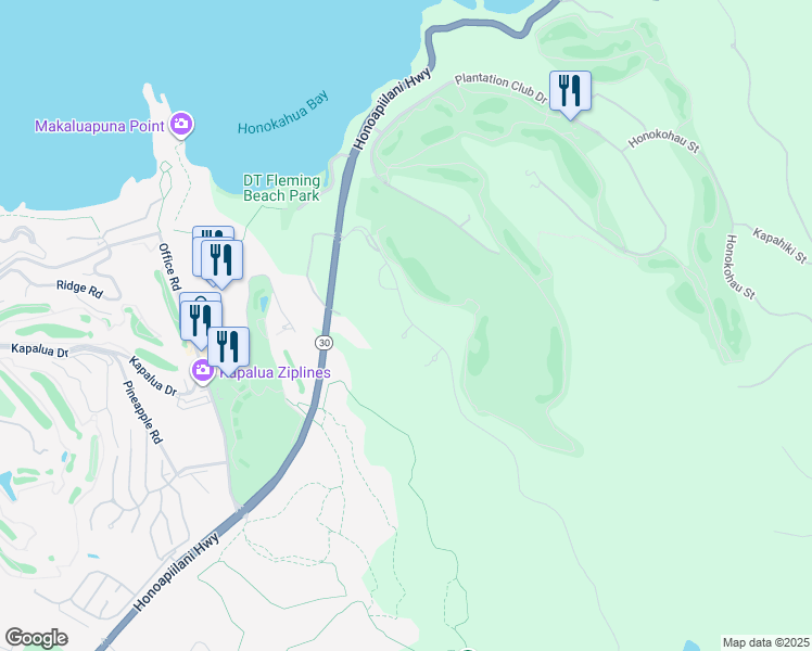map of restaurants, bars, coffee shops, grocery stores, and more near 220 Naio Place in Lanai City