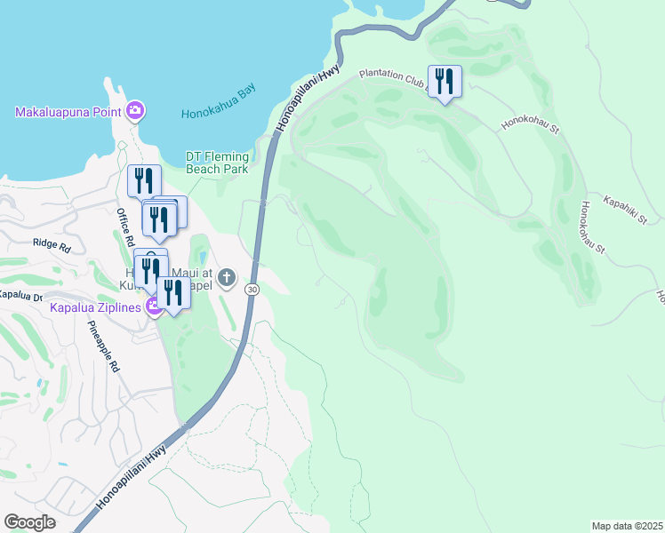 map of restaurants, bars, coffee shops, grocery stores, and more near 'Uki'uki Loop in Kapalua