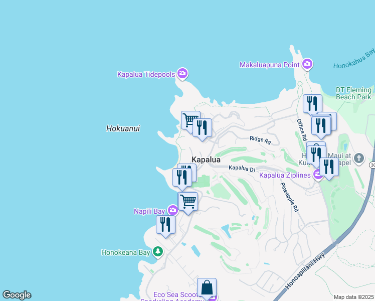 map of restaurants, bars, coffee shops, grocery stores, and more near 2 Coconut Grove Lane in Lahaina