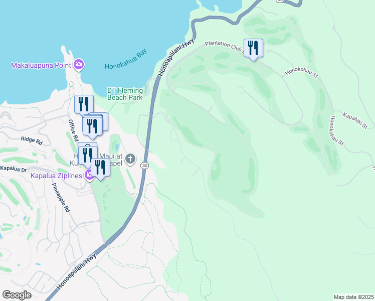 map of restaurants, bars, coffee shops, grocery stores, and more near 'Uki'uki Loop in Kapalua