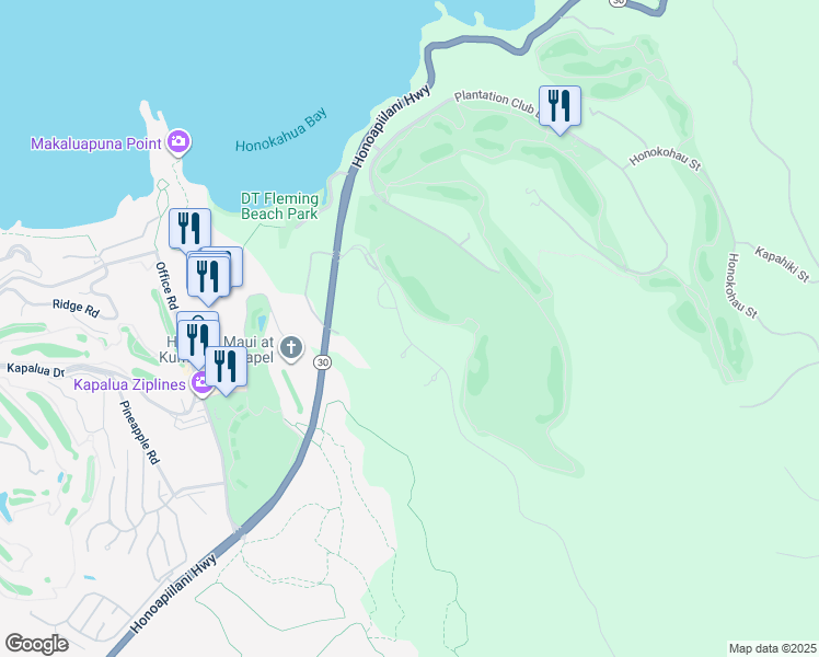 map of restaurants, bars, coffee shops, grocery stores, and more near 'Uki'uki Loop in Kapalua