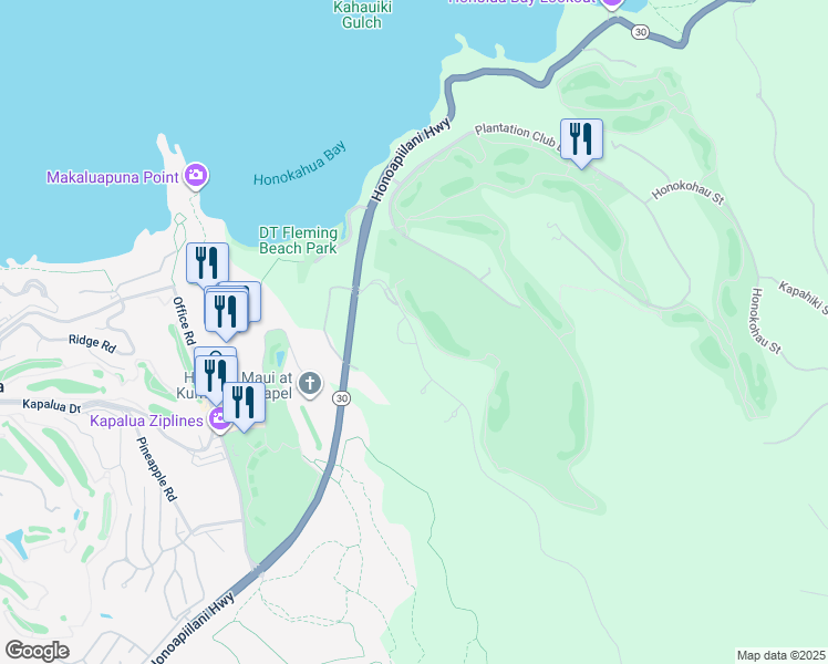 map of restaurants, bars, coffee shops, grocery stores, and more near 'Uki'uki Loop in Kapalua