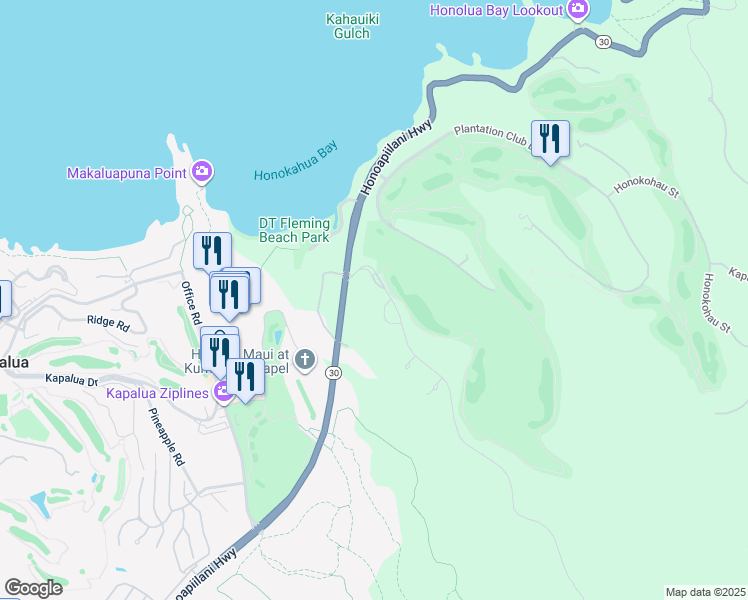 map of restaurants, bars, coffee shops, grocery stores, and more near 100 Hawane Loop in Lahaina