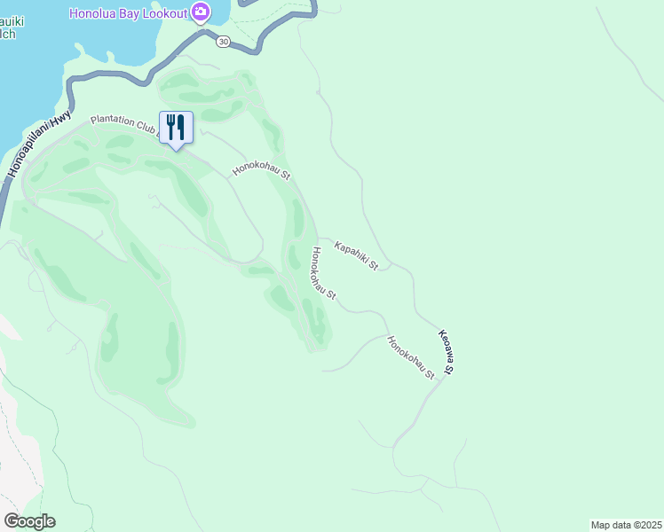 map of restaurants, bars, coffee shops, grocery stores, and more near 100 Kapahiki Street in Lahaina