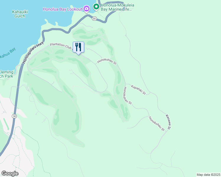 map of restaurants, bars, coffee shops, grocery stores, and more near 223 Plantation Club Drive in Lahaina