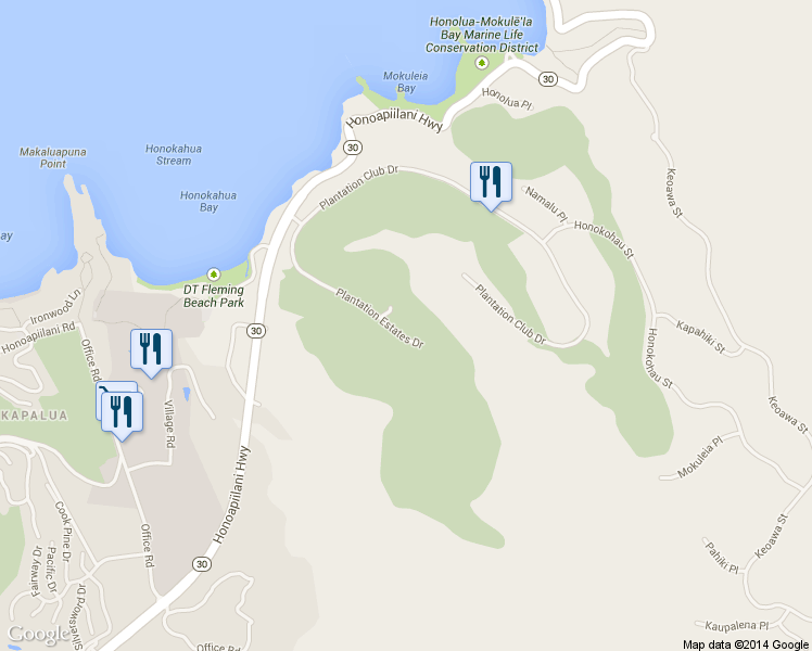map of restaurants, bars, coffee shops, grocery stores, and more near 309 Plantation Estates Drive in Lahaina