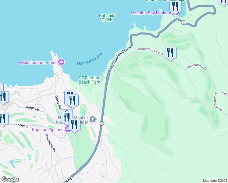 map of restaurants, bars, coffee shops, grocery stores, and more near 840 Mahana Ridge Street in Lahaina