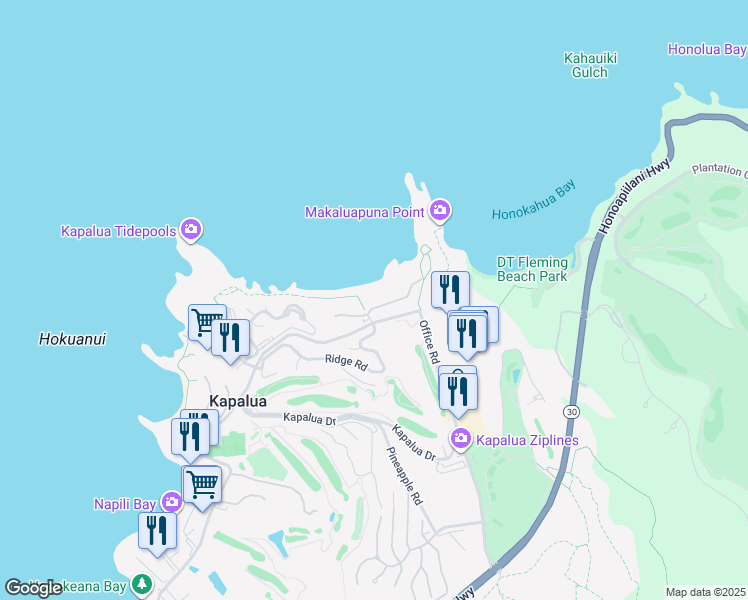 map of restaurants, bars, coffee shops, grocery stores, and more near 14 Ironwood Lane in Lahaina