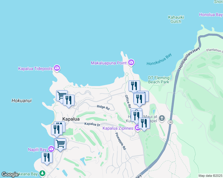 map of restaurants, bars, coffee shops, grocery stores, and more near 14 Ironwood Lane in Lahaina