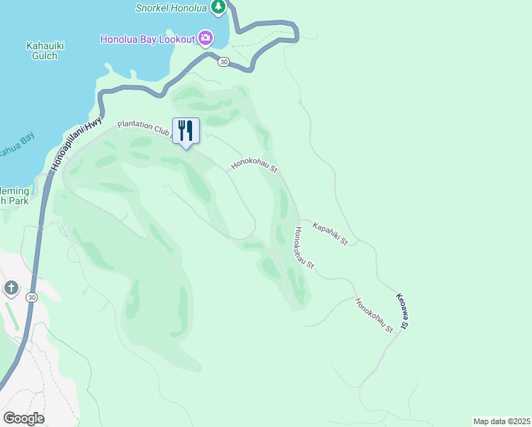 map of restaurants, bars, coffee shops, grocery stores, and more near 223 Plantation Club Drive in Lahaina