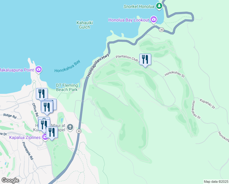 map of restaurants, bars, coffee shops, grocery stores, and more near 305 Plantation Estates Drive in Lahaina