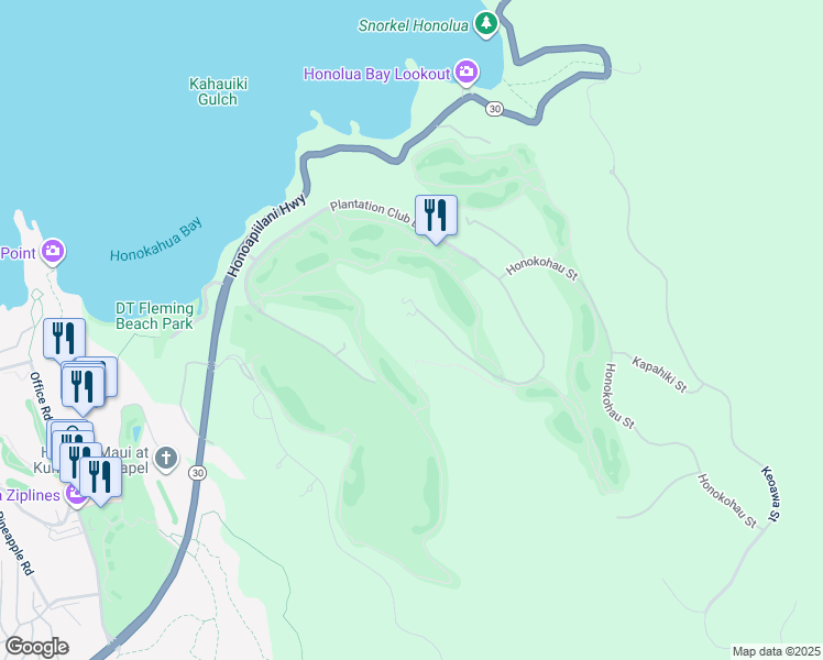 map of restaurants, bars, coffee shops, grocery stores, and more near 229 Plantation Club Drive in Lahaina