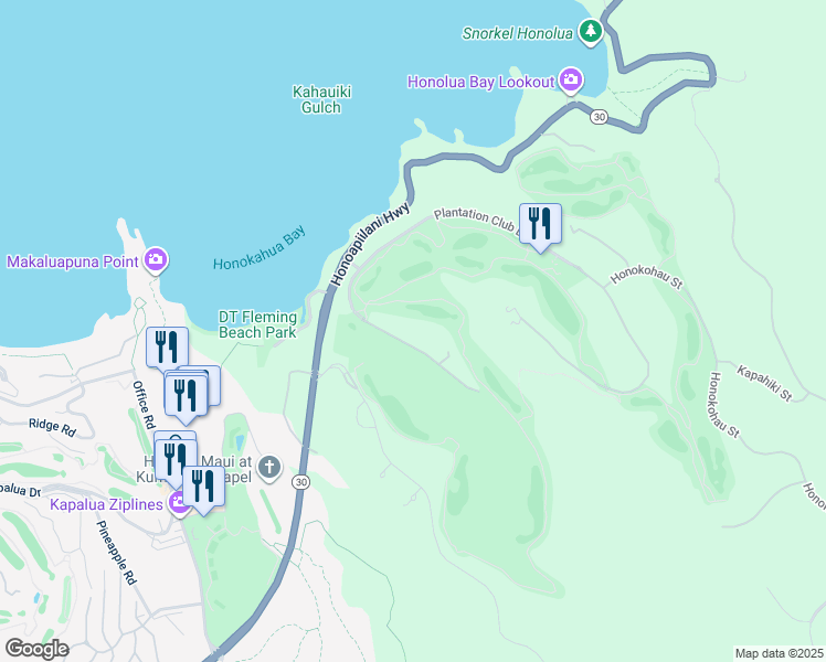 map of restaurants, bars, coffee shops, grocery stores, and more near 303 Plantation Estates Drive in Lahaina