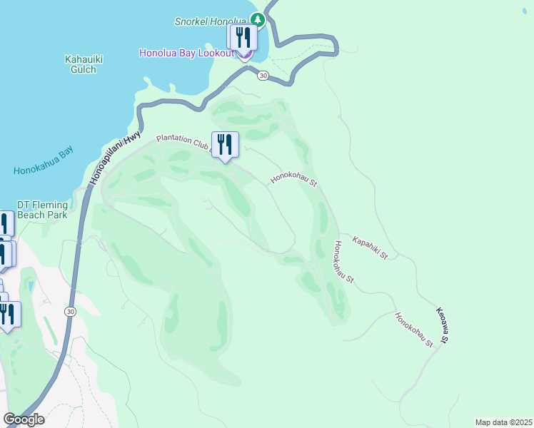 map of restaurants, bars, coffee shops, grocery stores, and more near 218 Plantation Club Drive in Lahaina