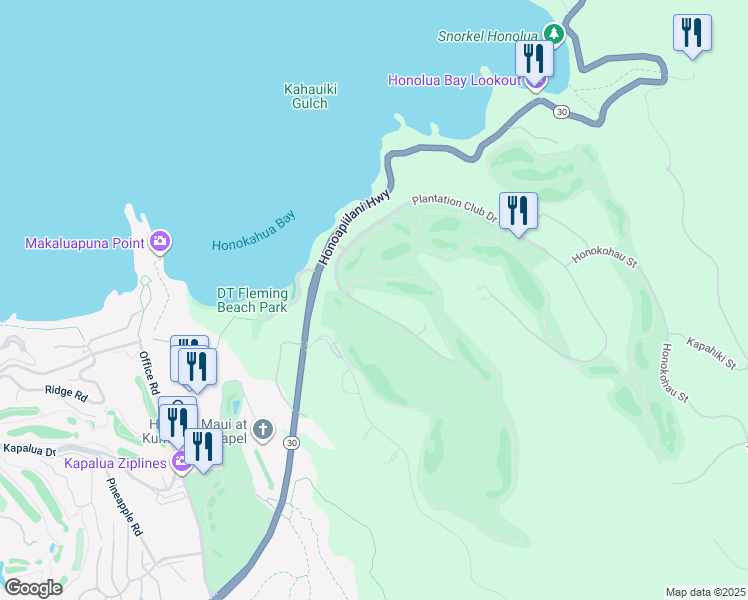 map of restaurants, bars, coffee shops, grocery stores, and more near 301 Plantation Estates Drive in Lahaina