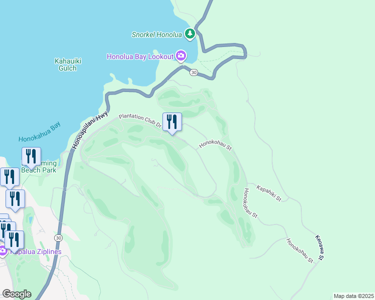 map of restaurants, bars, coffee shops, grocery stores, and more near 212 Plantation Club Drive in Lahaina
