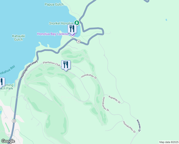 map of restaurants, bars, coffee shops, grocery stores, and more near 501 Honokohau Street in Lahaina