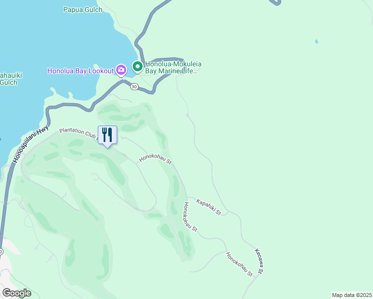 map of restaurants, bars, coffee shops, grocery stores, and more near 93 Keoawa Street in Lahaina