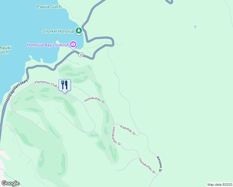 map of restaurants, bars, coffee shops, grocery stores, and more near 93 Keoawa Street in Lahaina