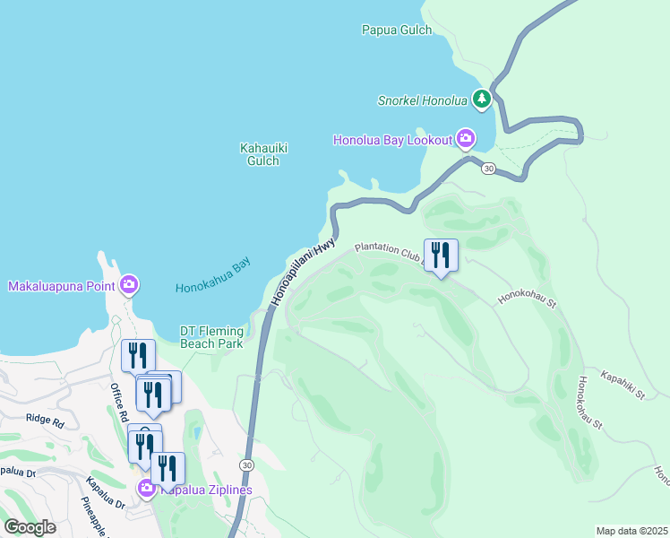 map of restaurants, bars, coffee shops, grocery stores, and more near 0 Hawaii 30 in Wailuku