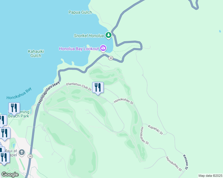 map of restaurants, bars, coffee shops, grocery stores, and more near 402 Namalu Place in Lahaina