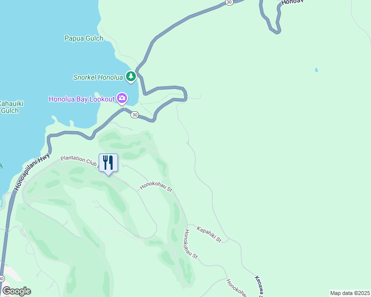 map of restaurants, bars, coffee shops, grocery stores, and more near 105 Keoawa Street in Lahaina