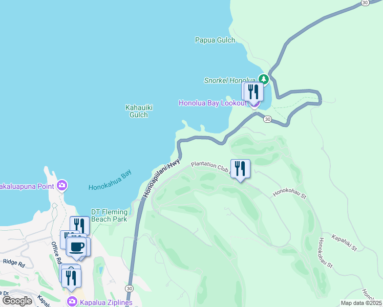 map of restaurants, bars, coffee shops, grocery stores, and more near 201 Plantation Club Drive in Lahaina