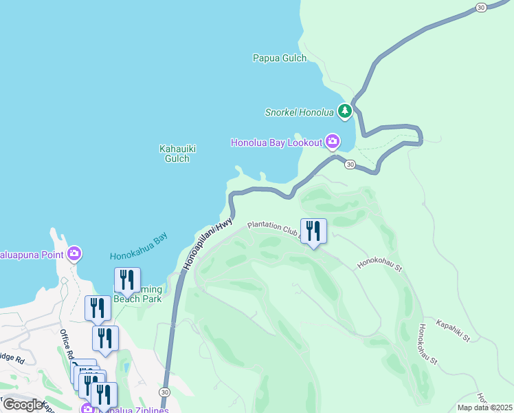 map of restaurants, bars, coffee shops, grocery stores, and more near 205 Plantation Club Drive in Lahaina