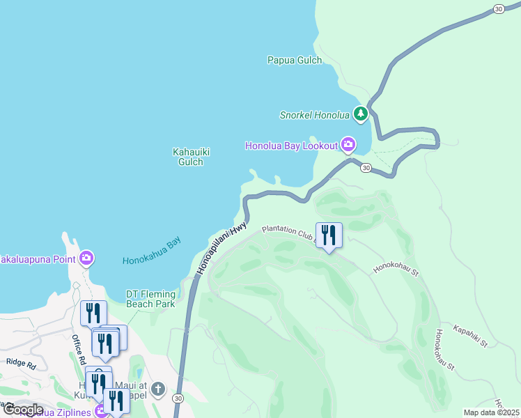 map of restaurants, bars, coffee shops, grocery stores, and more near 203 Plantation Club Drive in Lahaina