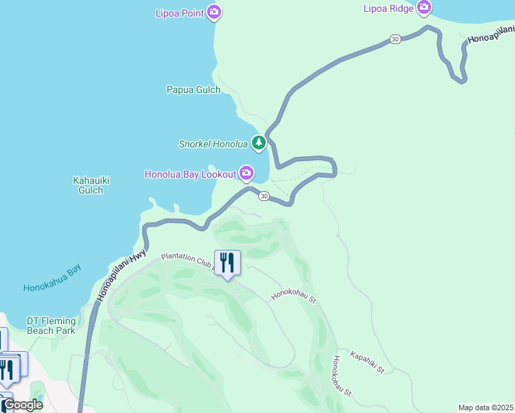 map of restaurants, bars, coffee shops, grocery stores, and more near 102 Honolua Place in Lahaina