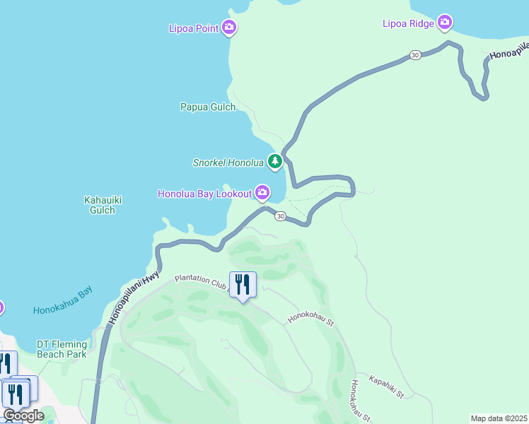 map of restaurants, bars, coffee shops, grocery stores, and more near Honoapiilani Highway in Maui County