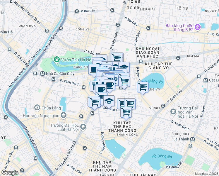 map of restaurants, bars, coffee shops, grocery stores, and more near 46 Nguyễn Công Hoan in Ba Dinh District