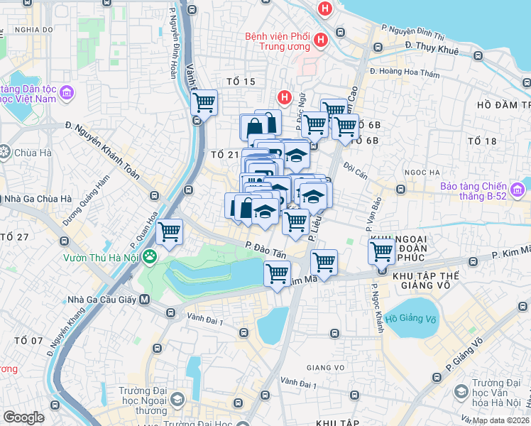 map of restaurants, bars, coffee shops, grocery stores, and more near 53 Phố Linh Lang in Ba Đình