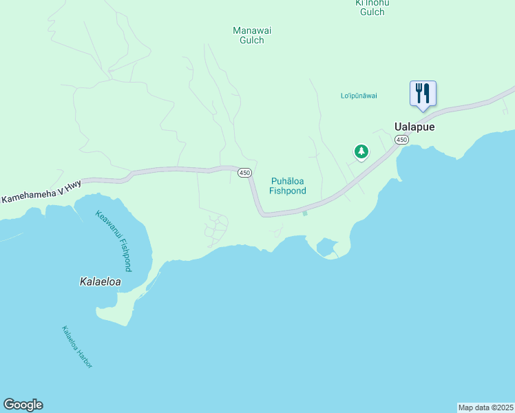 map of restaurants, bars, coffee shops, grocery stores, and more near 7047 Kamehameha V Highway in Kaunakakai
