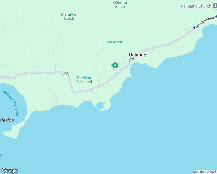 map of restaurants, bars, coffee shops, grocery stores, and more near 7220 Kamehameha V Highway in Kaunakakai