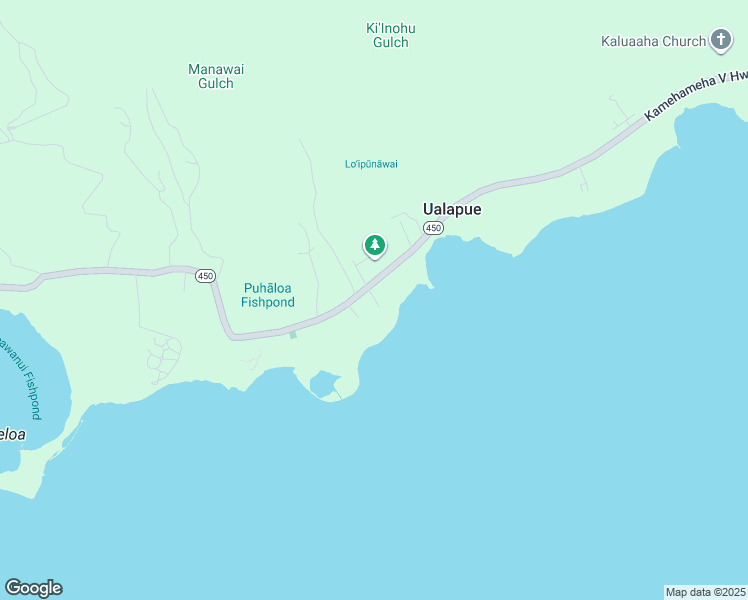 map of restaurants, bars, coffee shops, grocery stores, and more near 7258 Kamehameha V Highway in Kaunakakai