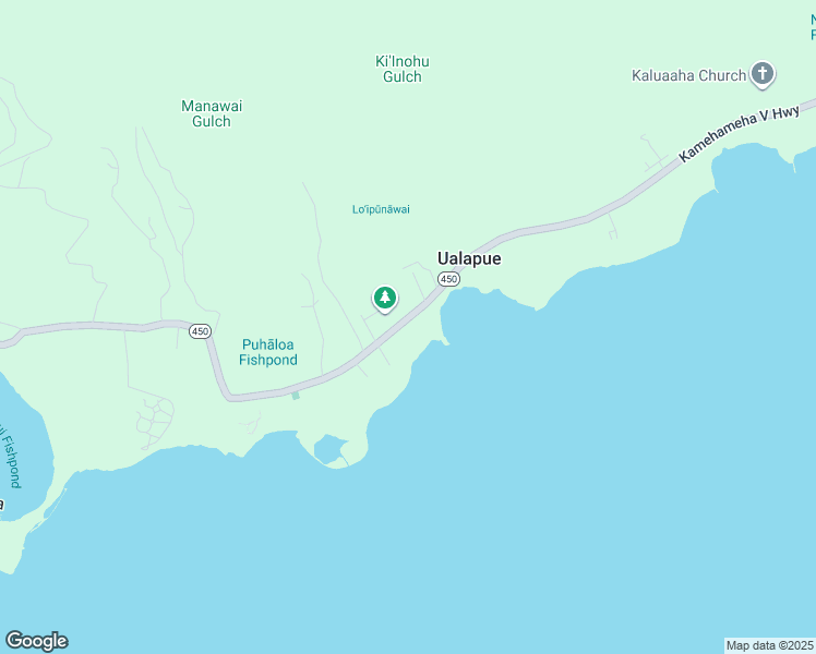 map of restaurants, bars, coffee shops, grocery stores, and more near 7308 Kamehameha V Highway in Kaunakakai