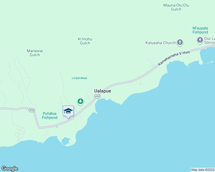 map of restaurants, bars, coffee shops, grocery stores, and more near 7461 Kamehameha V Highway in Kaunakakai