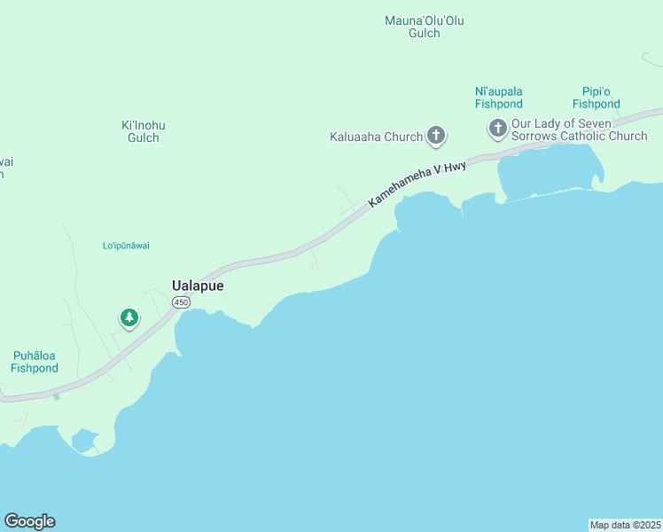 map of restaurants, bars, coffee shops, grocery stores, and more near 42 Ehukai Road in Kaunakakai