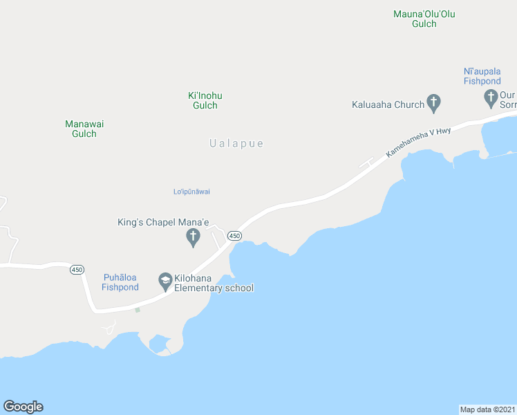 map of restaurants, bars, coffee shops, grocery stores, and more near 7461 Kamehameha V Highway in Kaunakakai