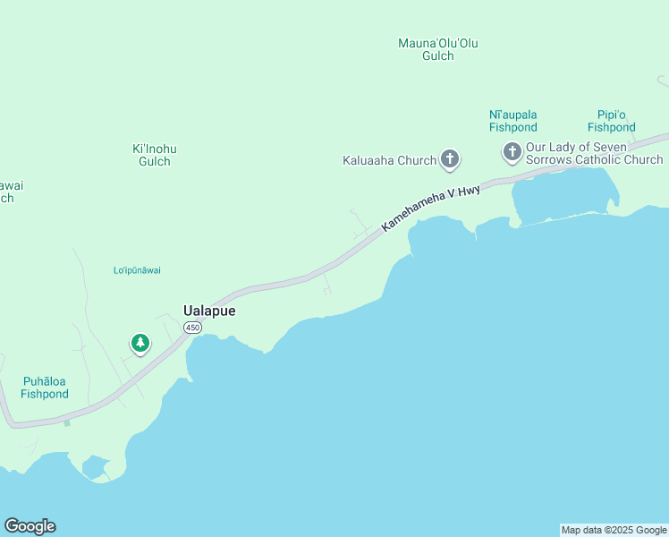 map of restaurants, bars, coffee shops, grocery stores, and more near 7704 Kamehameha V Highway in Kaunakakai