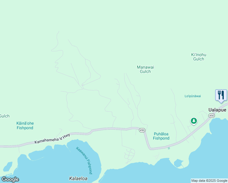map of restaurants, bars, coffee shops, grocery stores, and more near 6925 Kamehameha V Highway in Kaunakakai